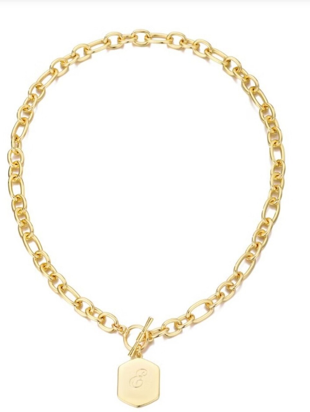 Adornia14k Gold Plated Monogram Initial E Chunky Toggle Necklace